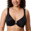 NESLEMY Women's Front Closure BrasPosture Full Coverage Plus Size UnderwireUnlined Back Support Plunge Seamless Bra B-H